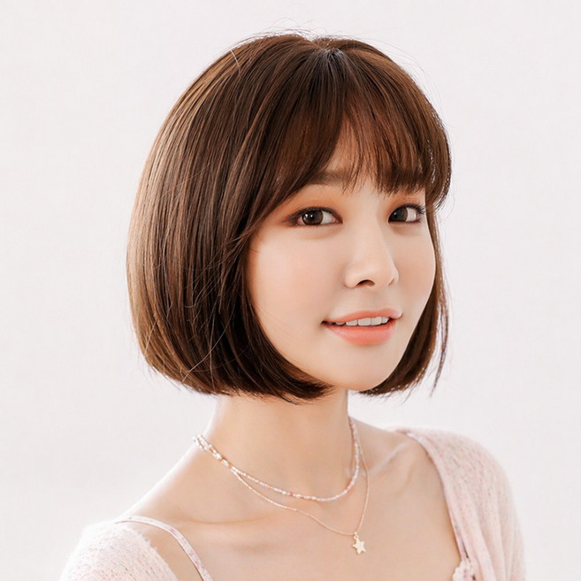 KIRABI 단발 가발 여성 통가발 자연스러운 C컬 보브 단정한 데일리 단발머리 30cm, 1개, DTF-3079X-2(브라운블랙)