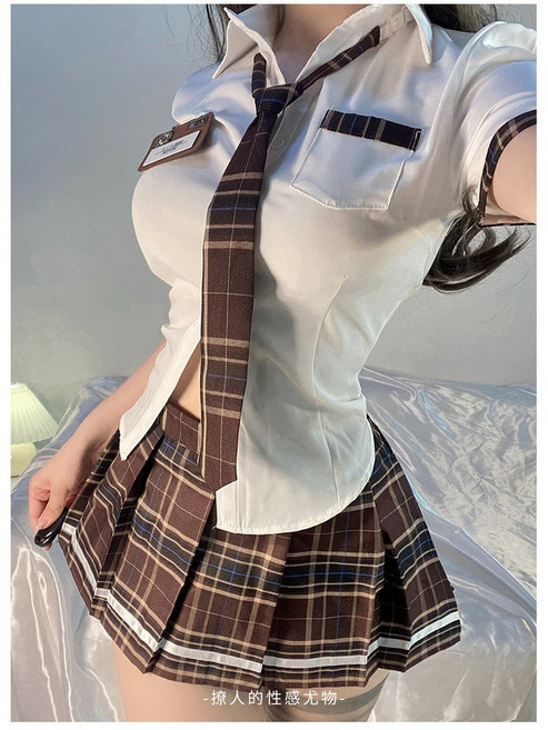 JK制服 學生制服 襯衫 百褶裙 cosplay服裝, [ 藍色 ]8005