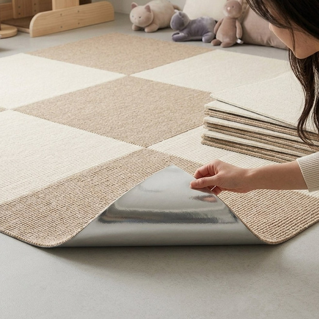 서플라이랩 다용도 접착식 타일 카페트 60cm 미끄럼방지 단열효과 고양이 스크레쳐 6p, 1아이보리