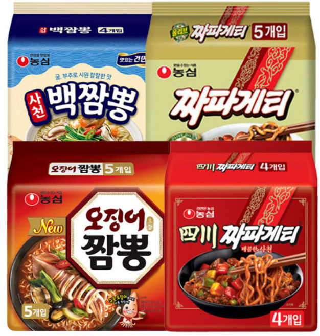 짜파게티 +사천짜파게티+오징어짬뽕+사천백짬뽕(총 )