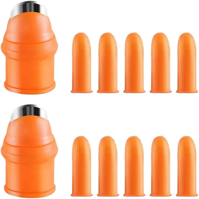 호이마켓 마늘 까는 반지 골무, 주황, 2세트