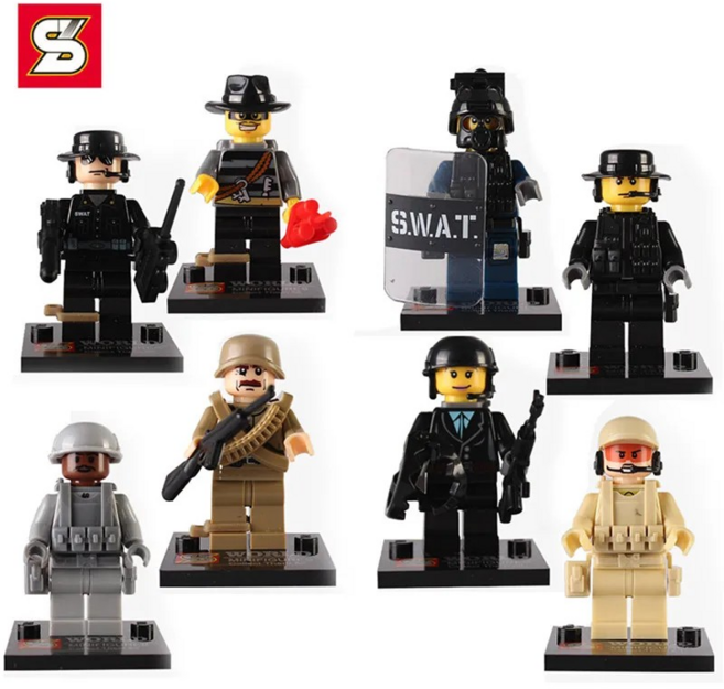 경찰 특공대 특수부대 피규어8종세트.폴리스 특공대 대형 경찰차.특수부대.레고.호환블럭, 1개