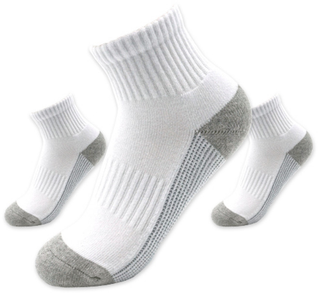 윌리엄리 여성 스포츠 도톰양말 바닥포인트 3켤레, 화이트+그레이, 1개