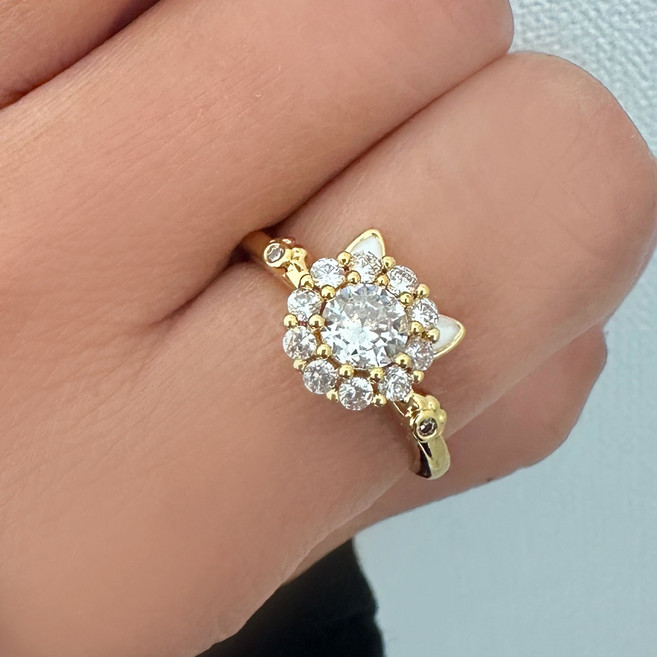 회전 큐빅 고양이 오픈링 반지