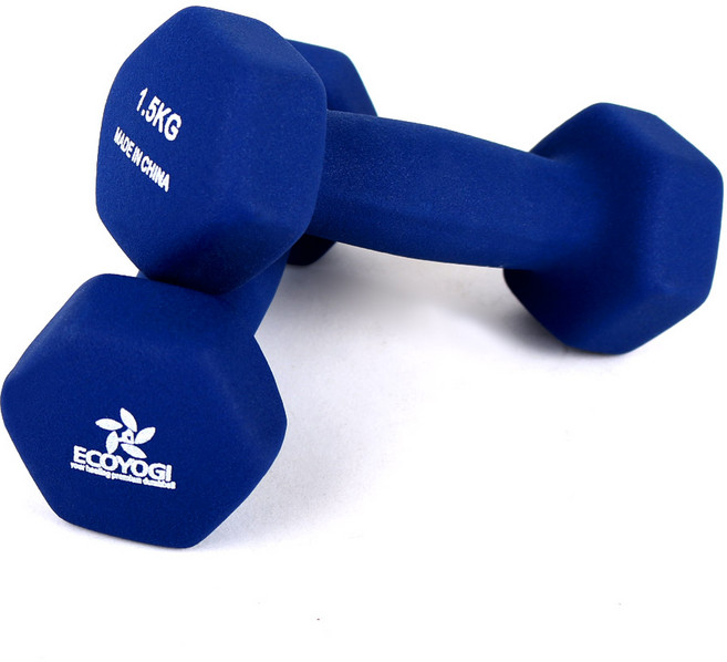 에코요기 네오프렌 논슬립 아령 _2개1세트 ( 1kg 1.5kg 2kg 3kg 4kg 5kg), 1세트, 블루 1.5kg x 2개