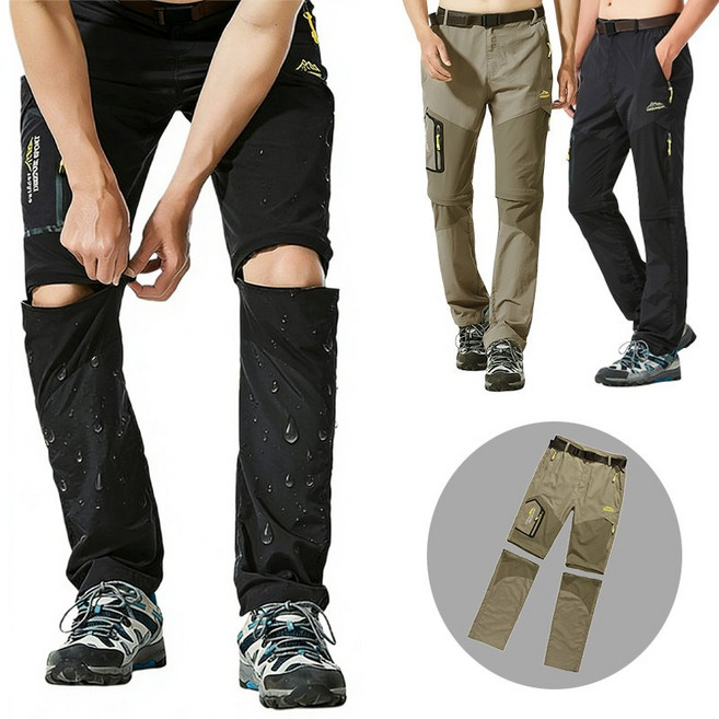 CinemaKiss 2in1 남자 방수 등산바지 탈부착형 스포츠 팬츠 봄가을 트레킹 바지 여름용 속건 바지 반바지 긴바지 트랜스포머 팬츠 환절기용 쿨링 바지