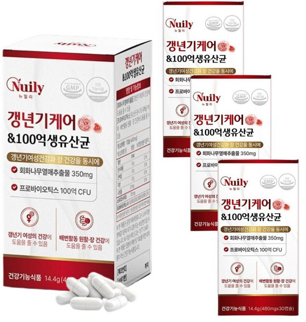 100억생유산균 갱년기 여성호르몬 에스트로겐 폐경기 영양제 식약청 4개월분 21925, 4세트, 30정