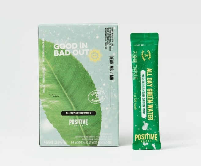 파지티브호텔 지중해 그린민트 아이돌 유기농 녹차 카테킨 함유 1BOX, 1박스, 7g