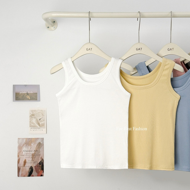 GAT 超彈力螺紋圓領背心 無袖基礎款 韓系多色百搭小可愛