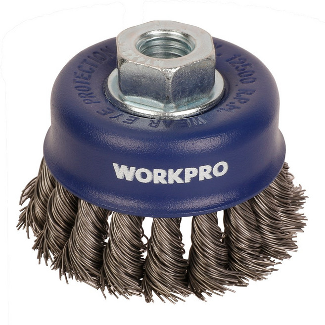 워크프로 너트형 트위스트 컵브러쉬 녹 페인트제거 75mm, 1개