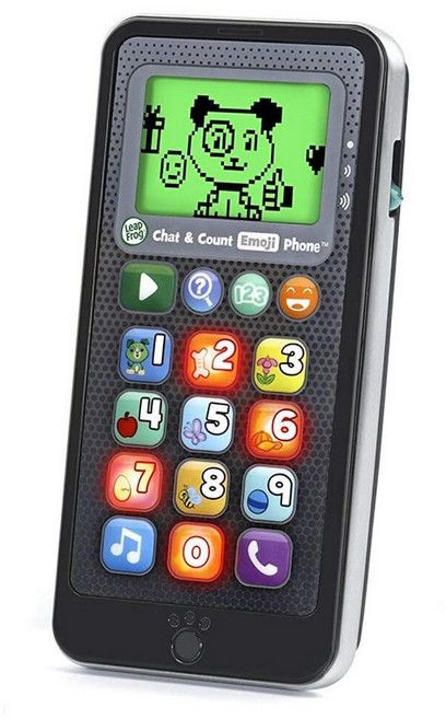 정품++ LeapFrog 립프로그 챗앤카운트 이모지 폰 블랙, 2.8" x 5.8" x 1", Black