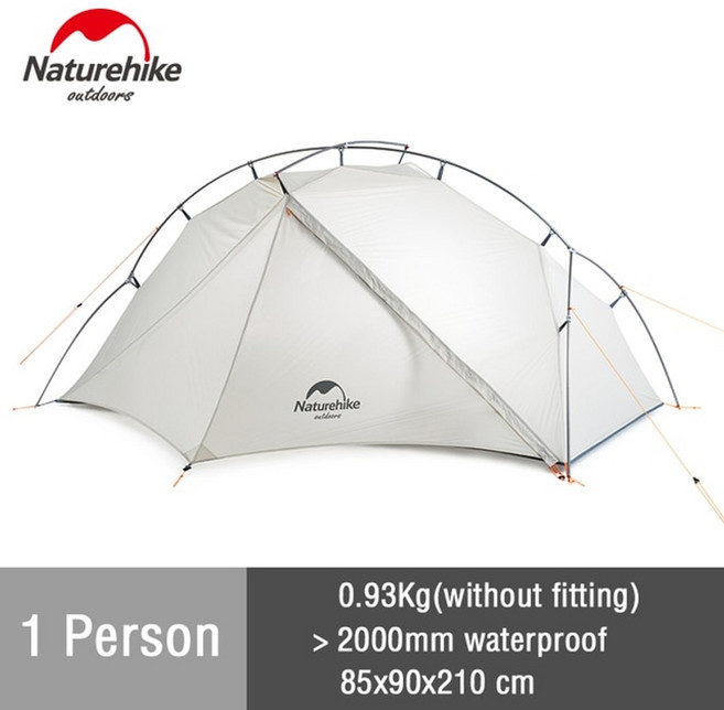 캠핑용품특별전 naturehike vik tent 1 2인용 초경량 텐트 휴대용 여행 하이킹 야외 텐트 airy 낚시 텐트 방수 캠핑 텐트, 1인 - 3계절, 회색 - 3계절, 1개