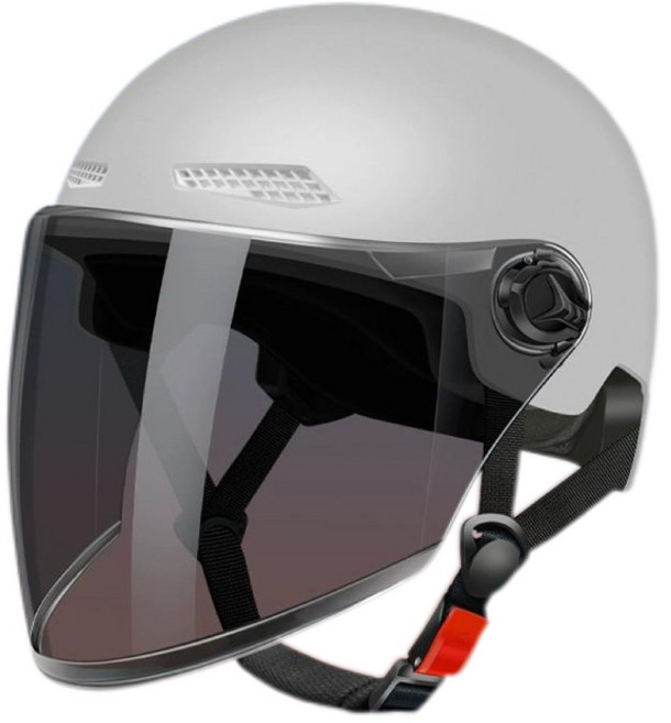 3C認證電動車頭盔男女夏季防曬電動車安全帽輕便半盔廠家現貨直供, 粉色茶色長鏡