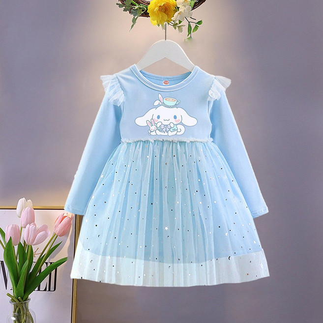 LPP 산리오 여아 시나모롤 긴팔 원피스 봄가을 아동 공주 스커트 아동복 쿠로미 스커트 시크