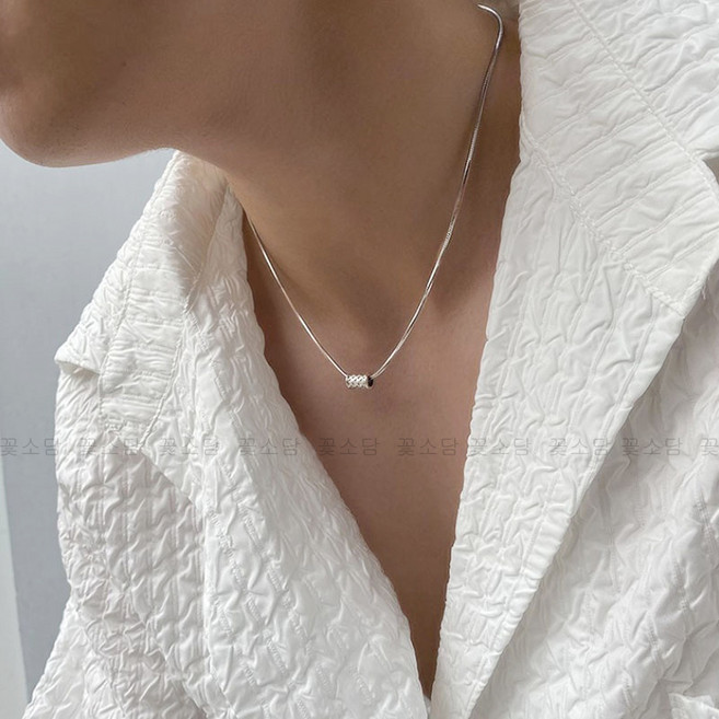 꽃소담 남자 행운 팬던트 뱀줄 실버 목걸이 써지컬스틸 은도금 데일리 패션 목걸이 변색방지 HZHF3421