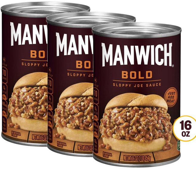 Hunt's MANWICH BOLD Sloppy Joe Sauce 16oz 3pack 헌츠 맨위치 볼드 슬로피 조 소스 454g 3팩, 3개