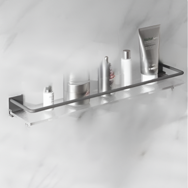 리틀보이 프리미엄 무타공 아크릴 욕실선반 스트라이프, 1개, 다크그레이