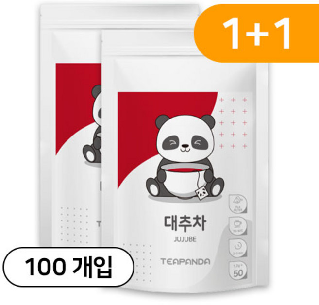 티판다 국산 대추차 친환경 삼각티백, 4개, 100개입, 1g