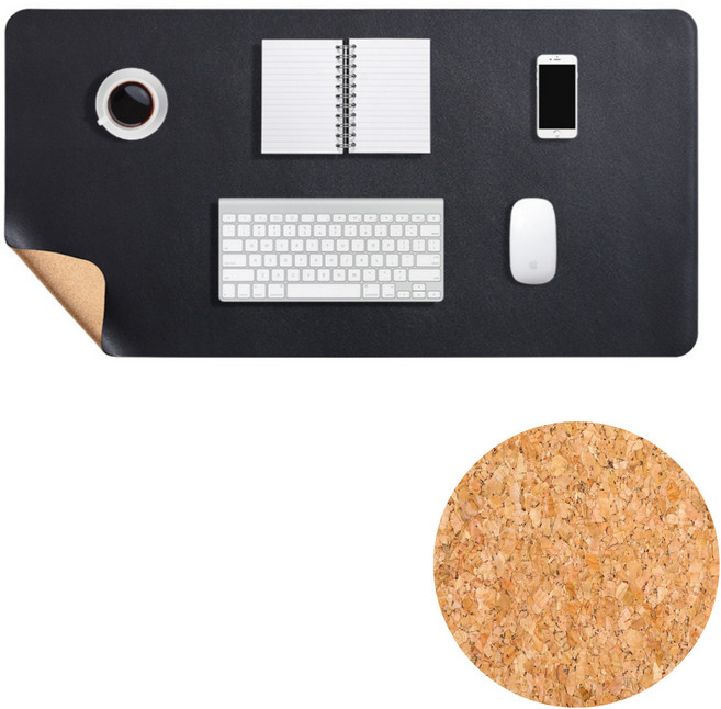 MS HOME 와이드 데스크 매트 책상 패드 코르크, 블랙