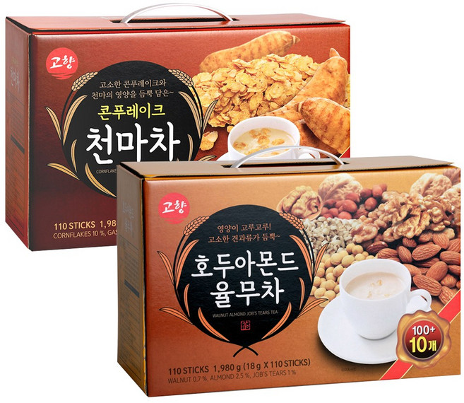 고향 콘푸레이크 천마차 110T+호두 아몬드 율무차 110T, 18g, 220개입