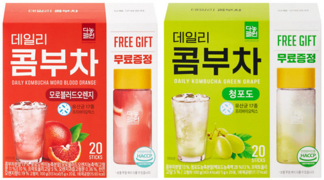 [다농원 콤부차 세트] 청포도20티백 모로오렌지20티백, 1