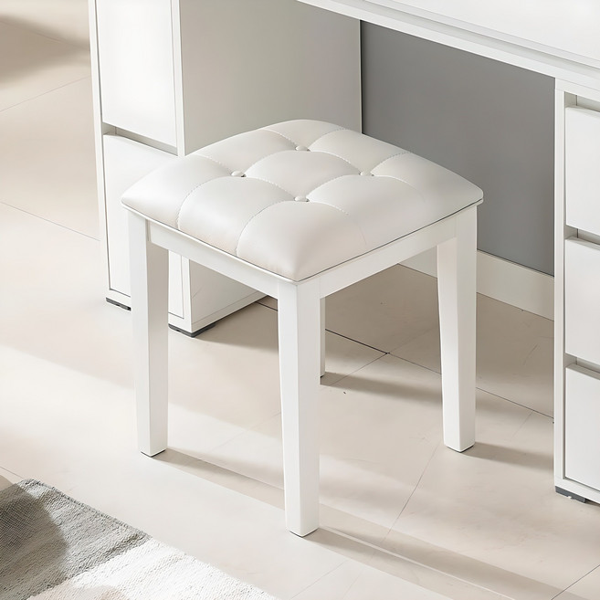 퍼니아트 엣지 화장대 의자 스툴, 화이트, 1개
