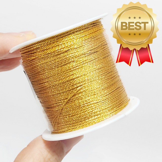 금색 은색 실 금사 은사 줄 골드 실끈 선물 끈 가는 실 택 라벨 은사실 금사실, 1개