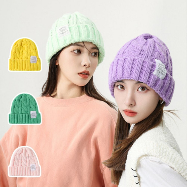 겨울 여자비니 골지 니트 비니모자 꽈배기 숏비니