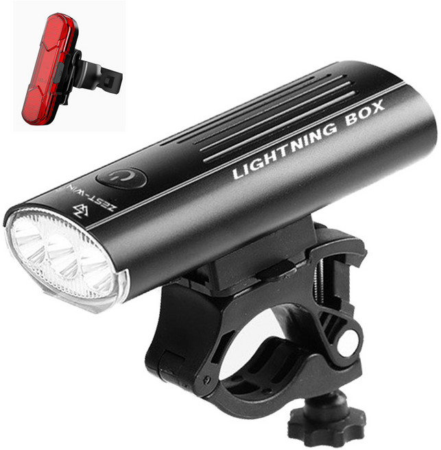 제스트윈 자전거 라이트 전조등 + 후미등 후레쉬 방수 전면등 usb 충전식 후미등 증정행사, 혼합색상, 1세트