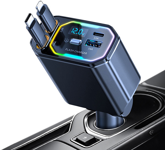 Belia 동시4대충전 차량용 고속충전기 자동차 충전기, 120w-type-c*2