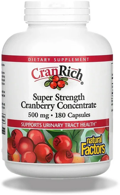 Natural Factors 크랜베리 36:1 농축 500mg x 180캡슐, 180정, 1개 - 쿠팡