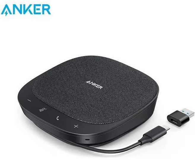 Anker-PowerConf S330 USB 스피커폰 홈 오피스용 회의 마이크 스마트 음성 향상 플러그 앤 플레이, 없음