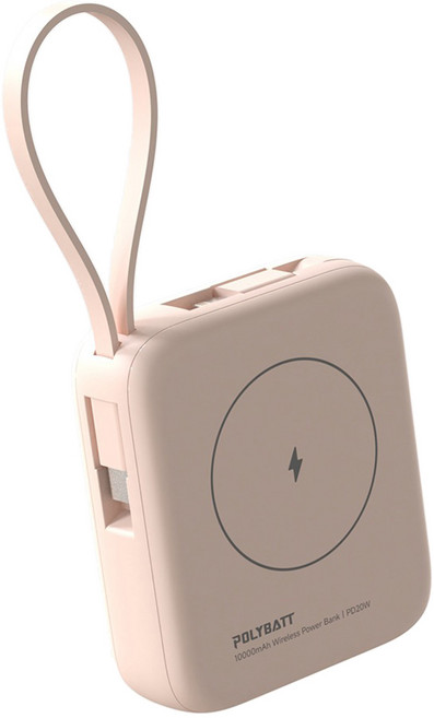 POLYBATT 磁吸行動電源 10000mAh PD迷你快充 BSMI認證 晨霞粉, 20W 多功能行動電源 (T10)