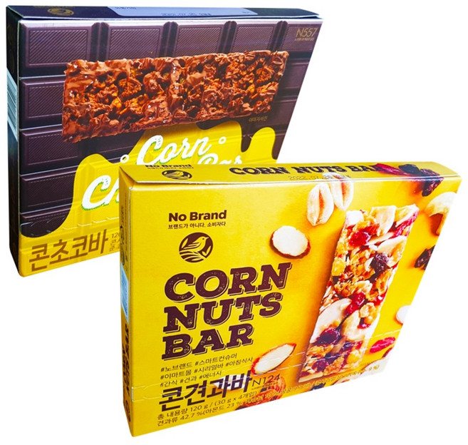 노브랜드 콘초코바 / 콘견과바 중 30g x 4개입 국내생산 간편식 간식 아침대용 건강식, 콘견과바(4개입)