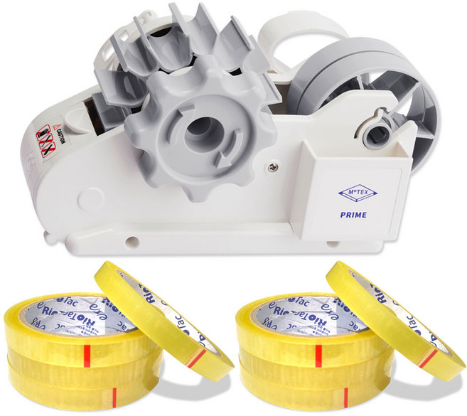 모텍스 프라임 PRIME 아이보리 테이프커터기 + 12mm(40m) 리필테이프 8개, 1세트