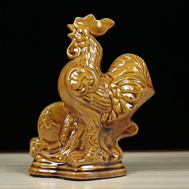 陶瓷十二生肖擺件工藝品, 土黃色, 雞