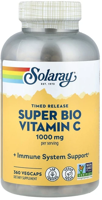 솔라레이 Buffered 슈퍼 바이오 비타민C 1000mg 베지 캡슐 360정(캡슐 1정당 500mg), 1개, 360정 - 쿠팡