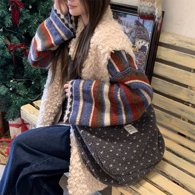 코코린느 포근라인 도트 뽀글이 숄더백 빅사이즈 크로스백 가방 (5colors)