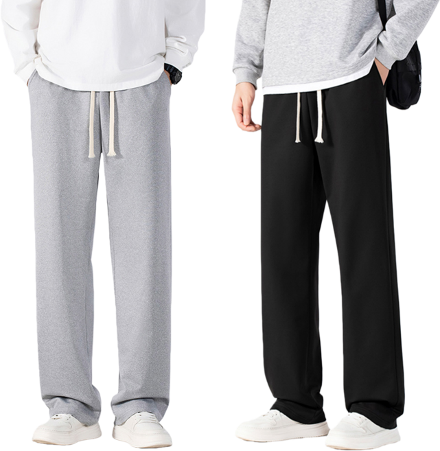 1+1남성 트레이닝바지 와이드 슬랙스 바지 츄리닝바지 2장세트 Smopig