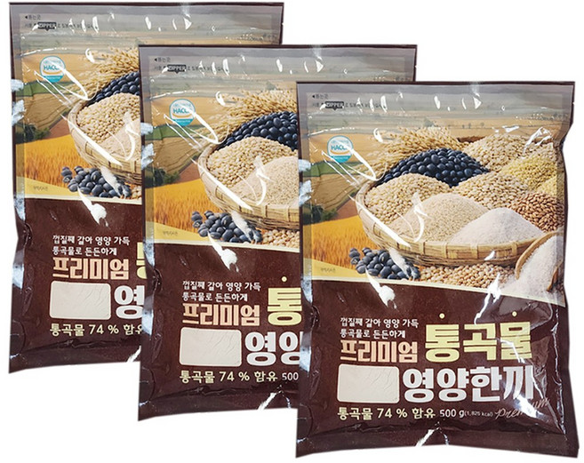 아침식사대용 선식 프리미엄 통곡물 영양한끼/진한 풍미 곡물 쉐이크 고단백 포만감 유지, 3개, 500g