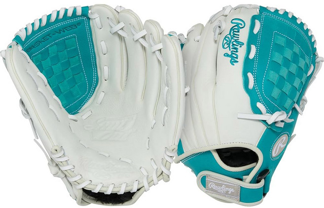 롤링 | 청소년 소프트볼 글러브 차단 사이즈 11.5인치 - 12.5인치 다양한 스타일, White / Teal | Basket Web 4586, 11.5" | Infield, Right Hand Throw