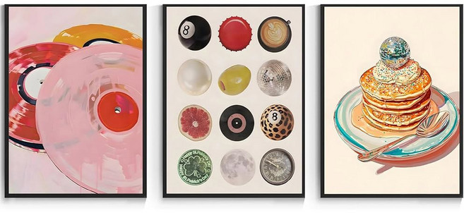 세트 거실 포스터 프린트 아트워크 식물 캔버스 보호 12X16인치 침실용 선셋 풍경 야생화 아트 3개 액자형 장식 다채로운 어스, Colorful Balls Poster, Unframed, 16"L x 12"W