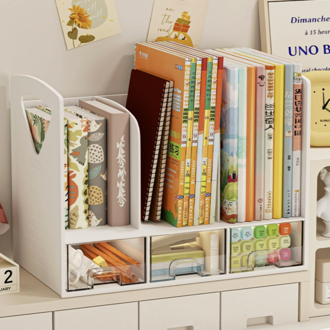 픽샵 프리미엄 3단 수납 책꽂이, 화이트