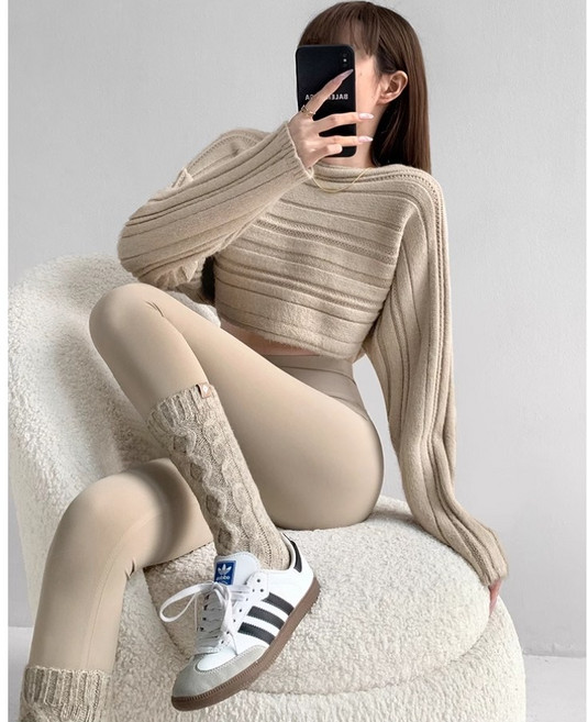 겨울 포근 도톰니트 꽈배기 양말 니삭스 6color