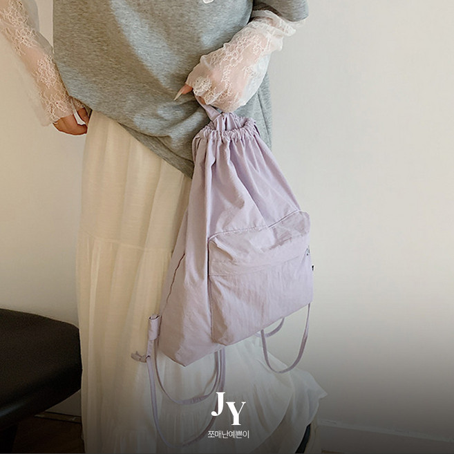 쪼예 데일리 여행용 초경량 나일론 복조리 스트링 백팩