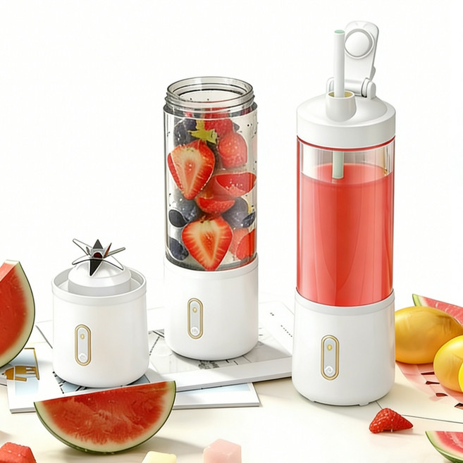 PYHO 휴대용 미니 믹서기 무선 USB 충전식 다기능, 흰색