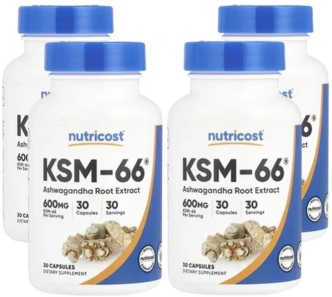 뉴트리코스트 KSM-66 아슈와간다 뿌리추출물 600mg 30캡슐, 30정, 4개 - 쿠팡