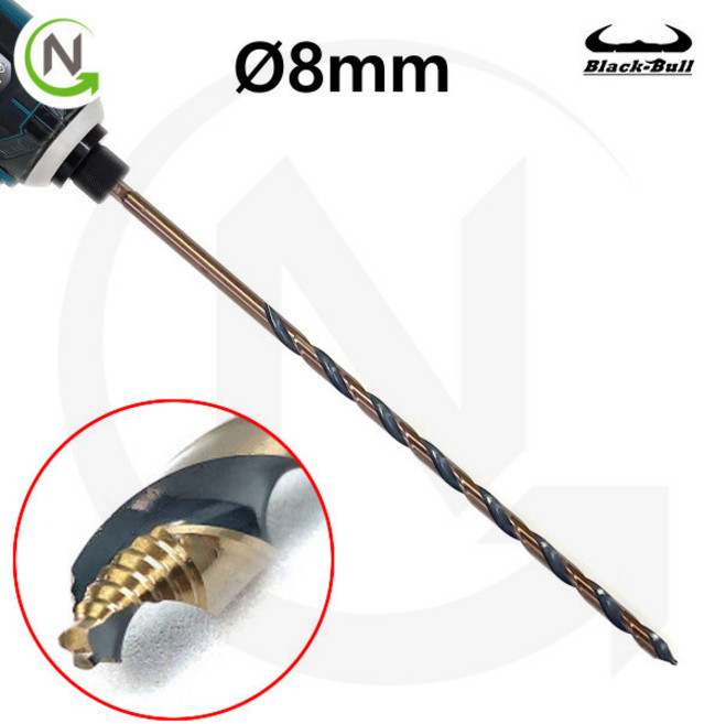 블랙불 롱기리 롱 스텐기리 8mm 길이300mm 드릴비트 홀카타 홀커터 홀컷터, 1개