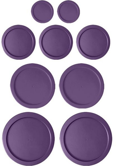 파이렉스 유리 식품 저장 용기 교체 뚜껑 세트 원형 1컵 3개 2컵 2개 4컵 7컵 보라색, PURPLE