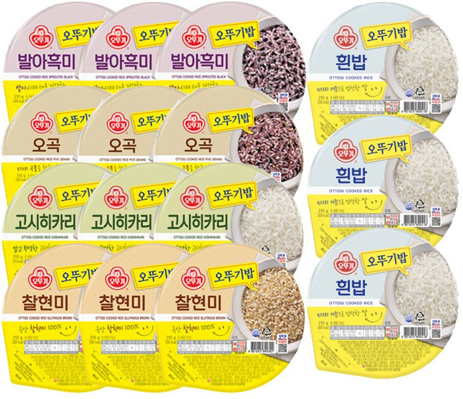 오뚜기밥 잡곡밥 5종세트 오뚜기밥 3개 + 찰현미 3개 + 오곡 3개 + 발아흑미 3개 + 고시히카리 3개, 15g